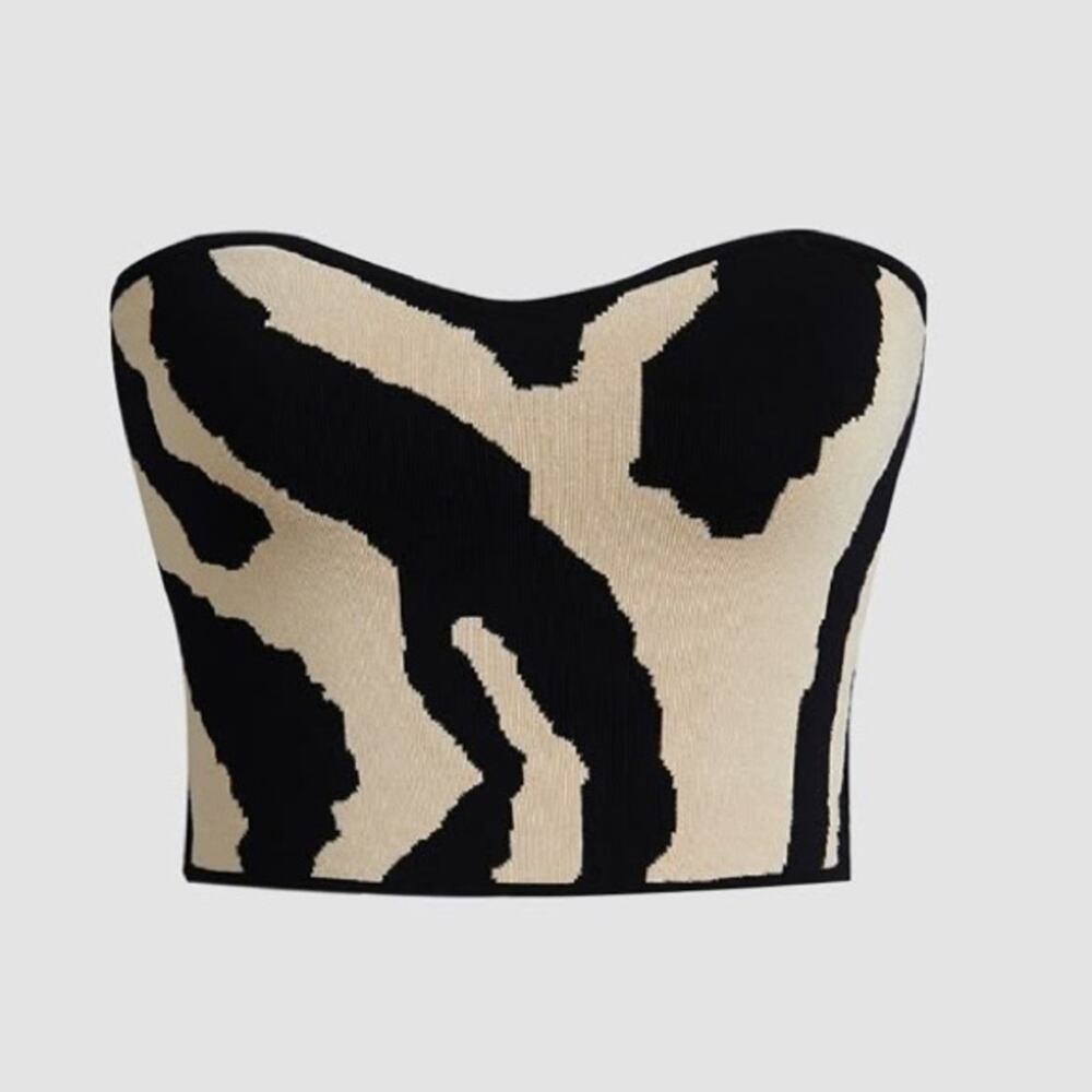 Commense Zebra Abstract Strapless Tube Top